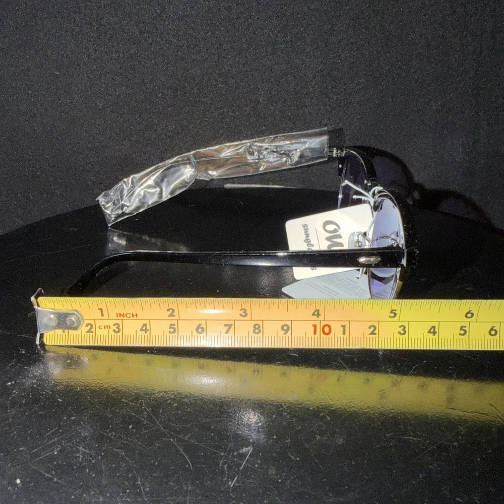 OWL Half Frame Sunglasses /Black Silver Frame /Black Lens. UV400
